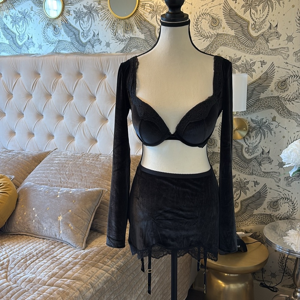 Victoria's Secret black velvet, and lace Lingerie